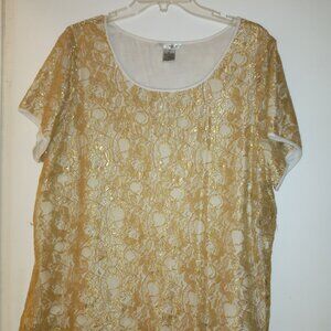 WD-NY Gold Lace Blouse 2x